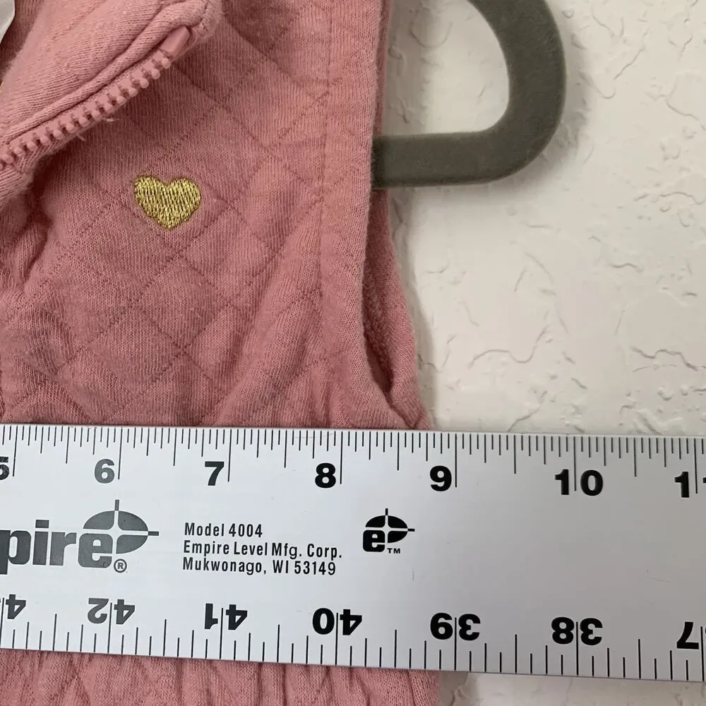 Carters Vest Baby Girl 12 Months Quilted‎ Pink Rose Full Zip Sleeveless Coquette